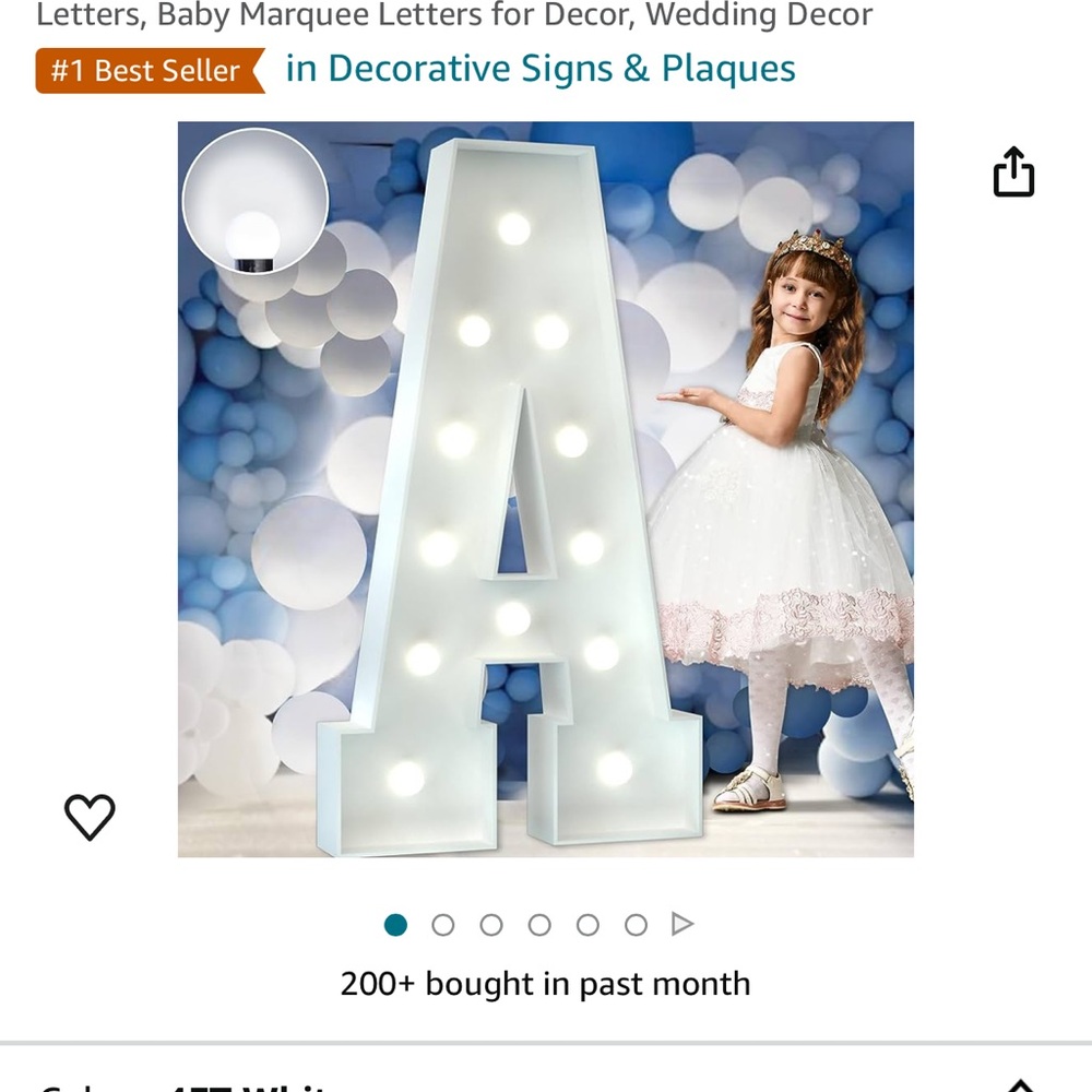 Marquee Letter “A” Decor Light